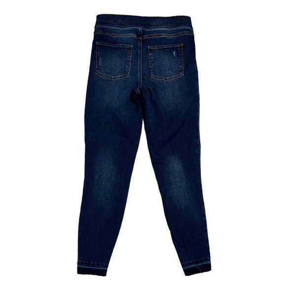 Spanx Distressed Skinny Jeans Raw Hem Stretch Legging Dark Denim Size Medium - Picture 3 of 13